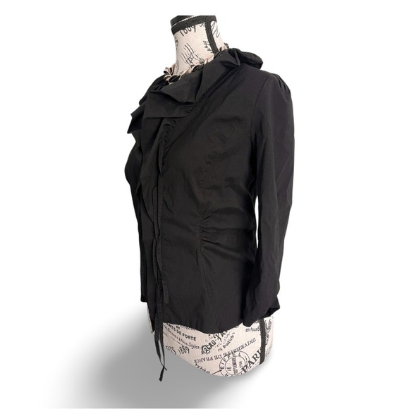 Y2K Bai Amour Black Ruffle Collar Open Cardigan Size Small - Picture 6 of 8
